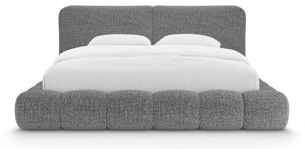 Ciemnoszare tapicerowane łóżko dwuosobowe ze schowkiem i stelażem 160x200 cm Solange – Micadoni