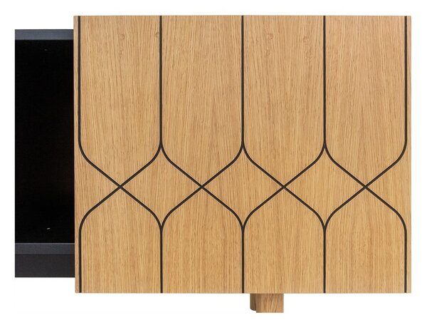 Czarno-naturalna szafka pod TV w dekorze dębu 175x60 cm Porto – Woodman