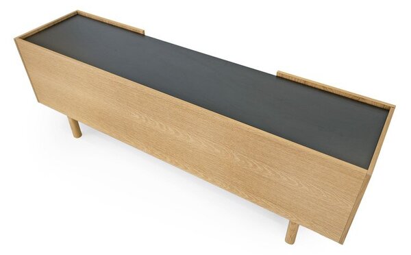 Czarno-naturalna szafka pod TV w dekorze dębu 175x60 cm Porto – Woodman