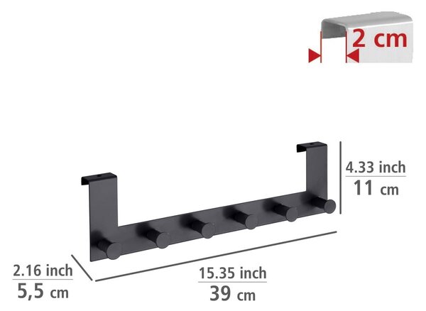 Czarny metalowy wieszak na drzwi 39 cm Celano – Wenko