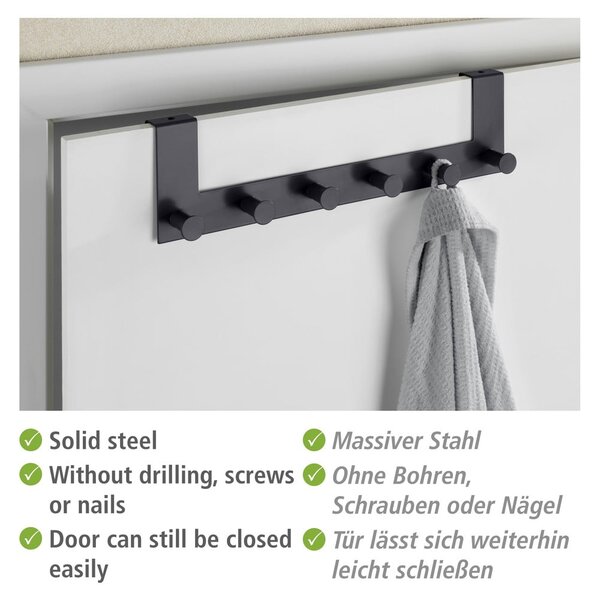 Czarny metalowy wieszak na drzwi 39 cm Celano – Wenko