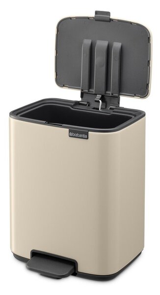 Beżowy stalowy kosz na śmieci z pedałem 7 l Bo – Brabantia