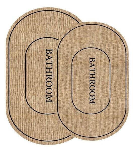 Brązowo-czarne dywaniki łazienkowe zestaw 2 szt. 60x90 cm Jute Look – Mila Home