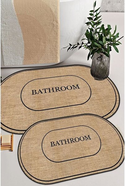 Brązowo-czarne dywaniki łazienkowe zestaw 2 szt. 60x90 cm Jute Look – Mila Home