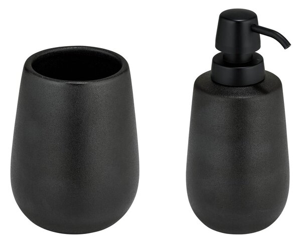 Czarny ceramiczny zestaw akcesoriów łazienkowych Nerno – Wenko