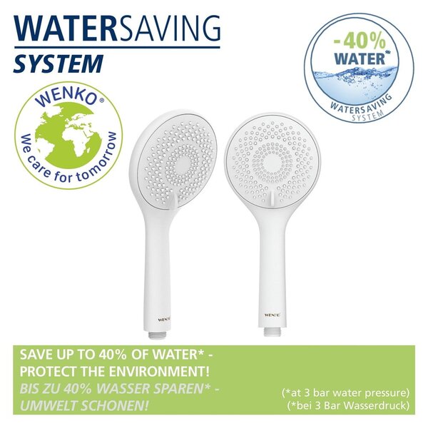Biały zestaw prysznicowy ze stali nierdzewnej 70 cm Watersaving – Wenko