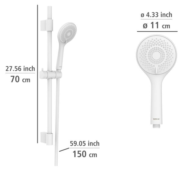 Biały zestaw prysznicowy ze stali nierdzewnej 70 cm Watersaving – Wenko