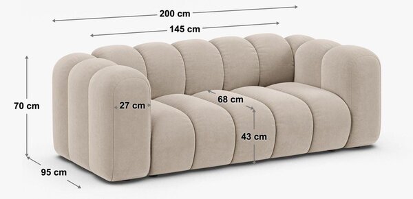 Beżowa sofa z tkaniny szenilowej 200 cm Lupine – Micadoni