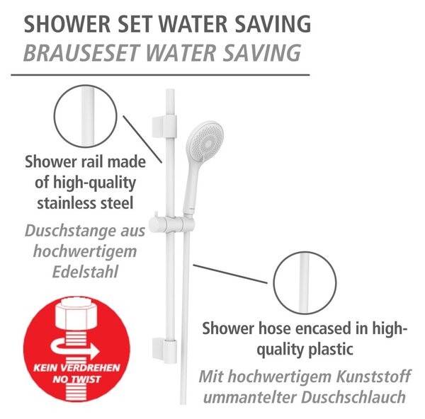 Biały zestaw prysznicowy ze stali nierdzewnej 70 cm Watersaving – Wenko