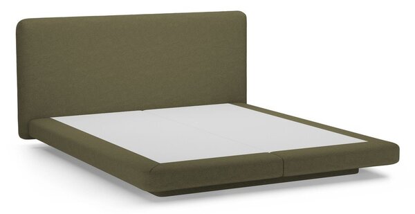 Zielone tapicerowane łóżko dwuosobowe 140x200 cm Linea – Micadoni