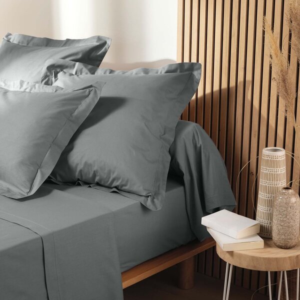 Szare prześcieradło z bawełny organicznej z gumką 90x190 cm Biolina – douceur d'intérieur