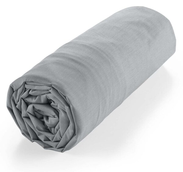 Szare prześcieradło z bawełny organicznej z gumką 90x190 cm Biolina – douceur d'intérieur
