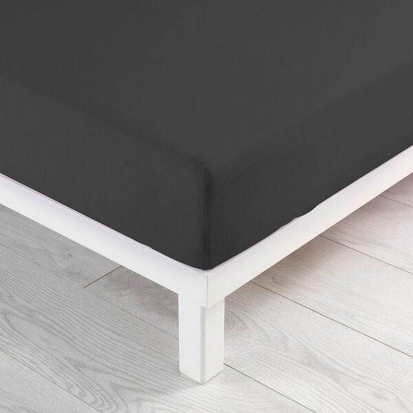 Antracytowe dżerzejowe prześcieradło z gumką 90x190 cm Jersy – douceur d'intérieur
