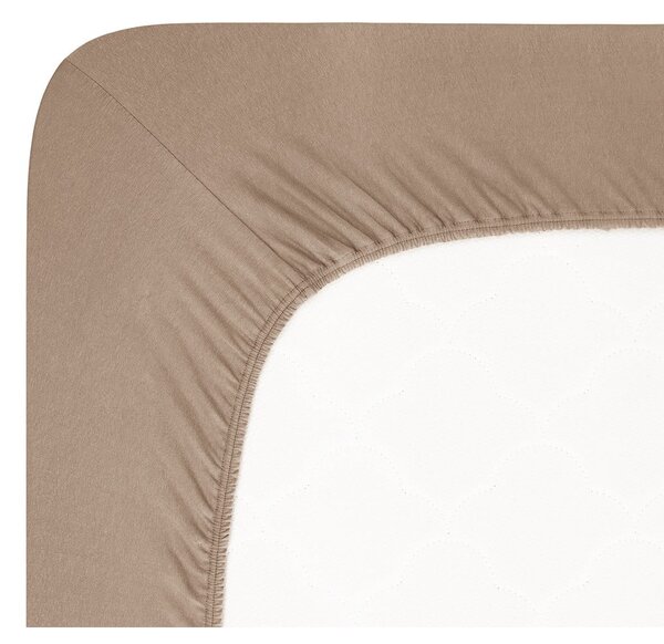 Brązowe dżersejowe prześcieradło z gumką 90x200 cm Boxspring – Andrea Simone