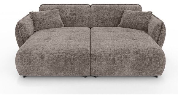 Szarobrązowa sofa z tkaniny szenilowej z szezlongiem 252 cm Nelia Big – Ropez