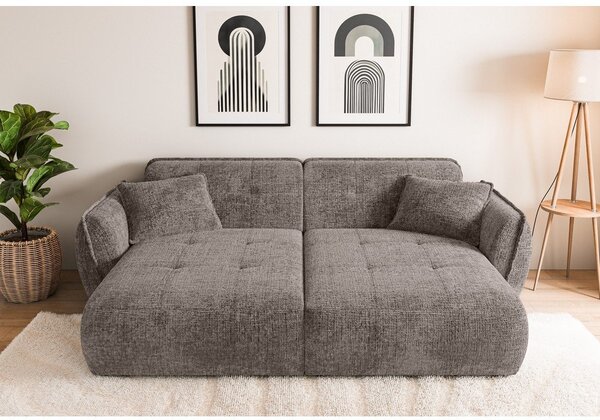 Szarobrązowa sofa z tkaniny szenilowej z szezlongiem 252 cm Nelia Big – Ropez
