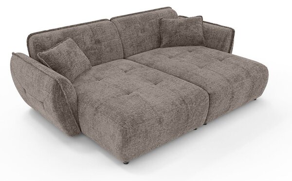 Szarobrązowa sofa z tkaniny szenilowej z szezlongiem 252 cm Nelia Big – Ropez