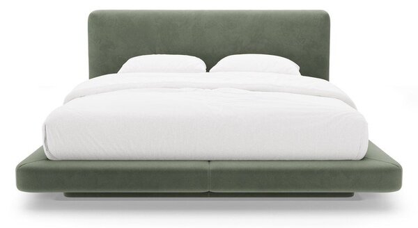 Zielone tapicerowane łóżko dwuosobowe 140x200 cm Linea – Micadoni