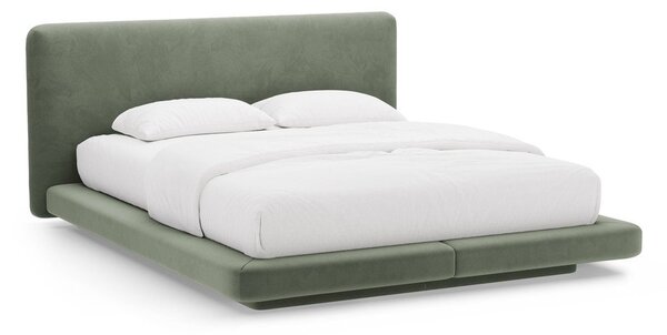 Zielone tapicerowane łóżko dwuosobowe 140x200 cm Linea – Micadoni