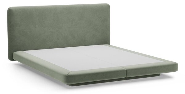 Zielone tapicerowane łóżko dwuosobowe 140x200 cm Linea – Micadoni
