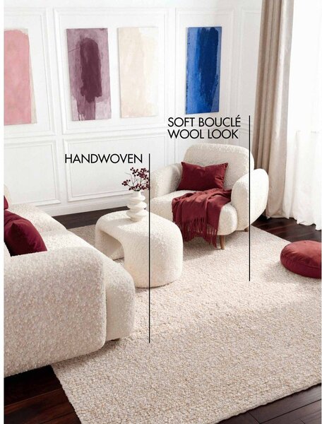 Kremowy dywan z materiału bouclé tkany ręcznie 120x170 cm Notting Hill Portobello – Ted Baker