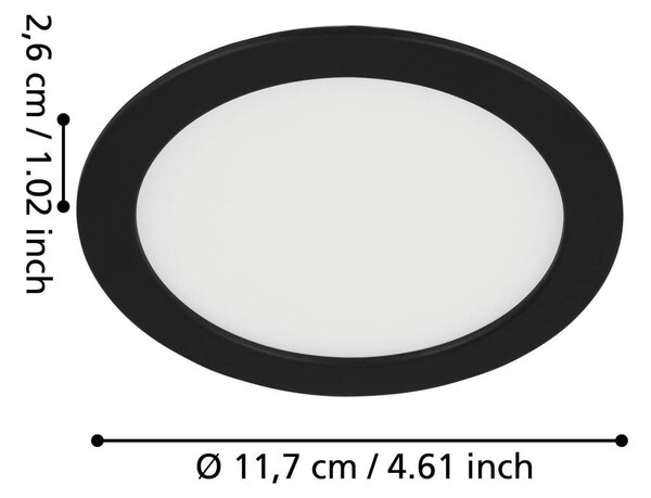 Czarna lampa LED wpuszczana w sufit FUEVA 5 – EGLO
