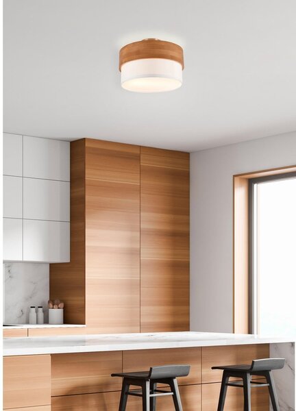 Biało-naturalna lampa sufitowa z tekstylnym kloszem Seasons – Trio