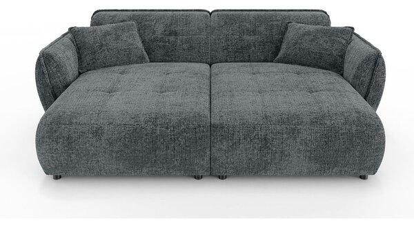Ciemnoszara sofa z tkaniny szenilowej z szezlongiem 252 cm Nelia Big – Ropez
