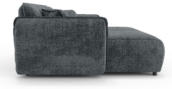 Ciemnoszara sofa z tkaniny szenilowej z szezlongiem 252 cm Nelia Big – Ropez
