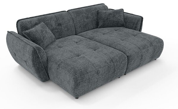 Ciemnoszara sofa z tkaniny szenilowej z szezlongiem 252 cm Nelia Big – Ropez