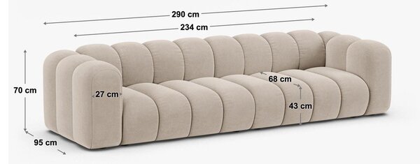 Kremowa sofa z tkaniny szenilowej 290 cm Lupine – Micadoni