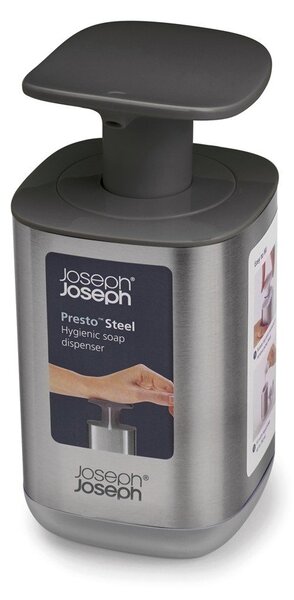Dozownik do mydła ze stali nierdzewnej w kolorze srebra z połyskiem 250 ml Presto Steel – Joseph Joseph
