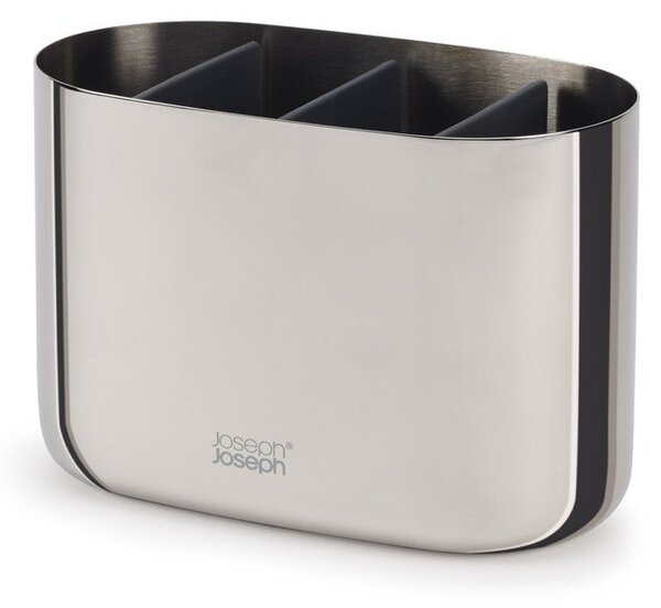 Stojak na szczoteczki do zębów ze stali nierdzewnej w kolorze srebra z połyskiem EasyStore Luxe – Joseph Joseph