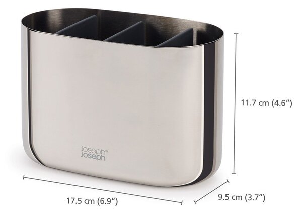 Stojak na szczoteczki do zębów ze stali nierdzewnej w kolorze srebra z połyskiem EasyStore Luxe – Joseph Joseph