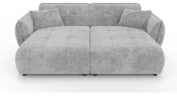 Jasnoszara sofa z tkaniny szenilowej z szezlongiem 252 cm Nelia Big – Ropez