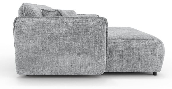 Jasnoszara sofa z tkaniny szenilowej z szezlongiem 252 cm Nelia Big – Ropez