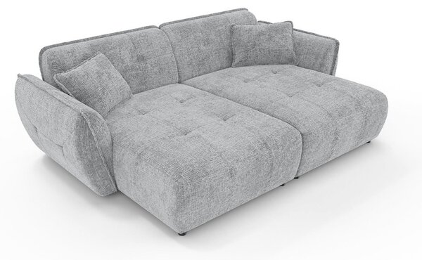 Jasnoszara sofa z tkaniny szenilowej z szezlongiem 252 cm Nelia Big – Ropez