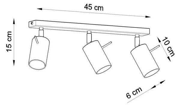 Lampa sufitowa w kolorze srebra Sollux Etna, dł. 45 cm