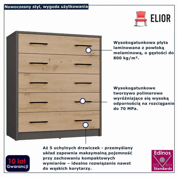 Szafka na buty antracyt + dąb artisan K7-D83