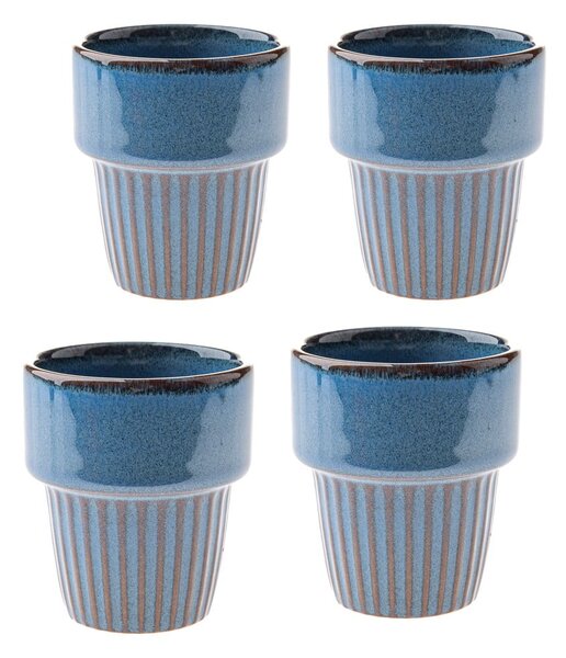 Niebieskie kamionkowe filiżanki zestaw 4 szt. na espresso 100 ml Tone – Dakls