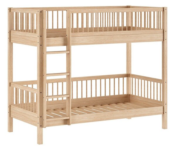 Piętrowe łóżko dziecięce z litego drewna bukowego ze stelażem 90x200 cm w naturalnym kolorze Forrest – Vipack