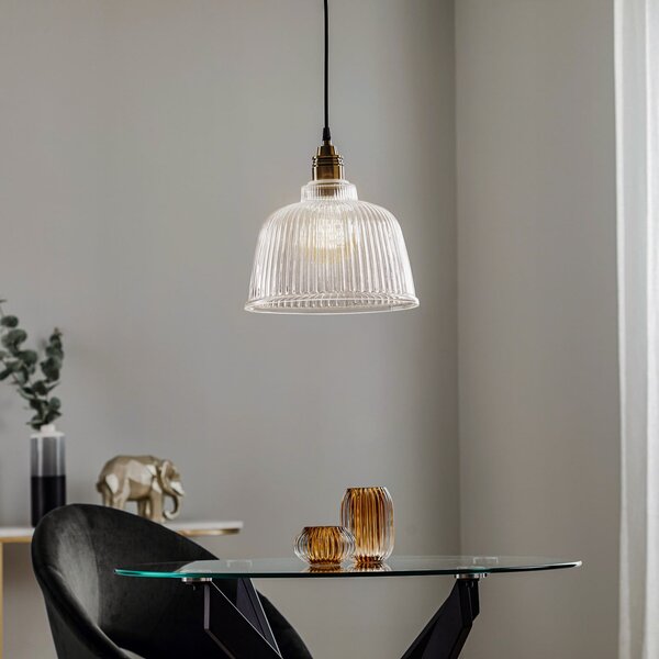 Lampa Wisząca Lamkur, Leana, ściemnialny, transparentny, salon, szkło