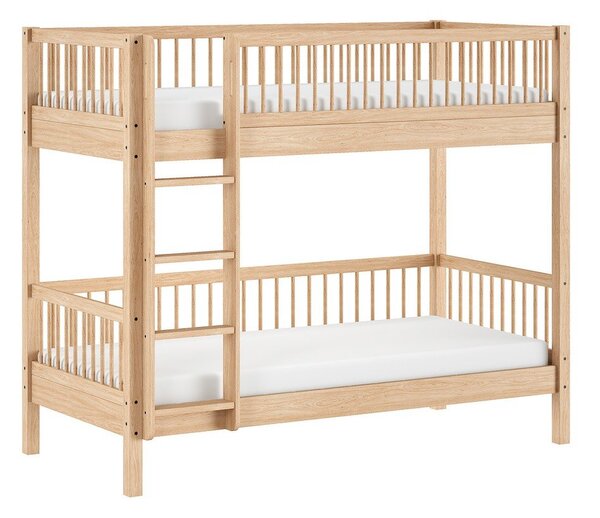 Piętrowe łóżko dziecięce z litego drewna bukowego ze stelażem 90x200 cm w naturalnym kolorze Forrest – Vipack