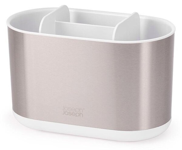 Stojak na szczoteczki do zębów ze stali nierdzewnej w kolorze srebra Duo Steel – Joseph Joseph