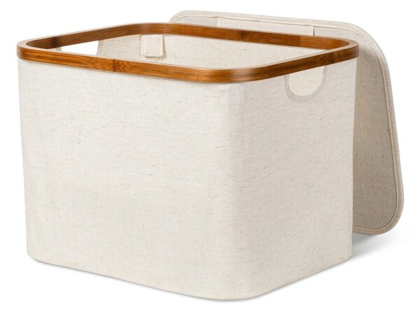Kremowy tekstylny pojemnik z pokrywką 40,5x33x30 cm Bamboo/Linen – Bigso