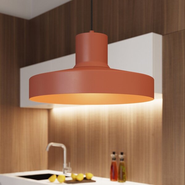 Pomarańczowa lampa wisząca z metalowym kloszem Vito – Sollux