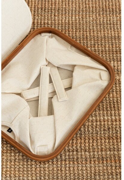 Kremowy tekstylny pojemnik z pokrywką 40,5x33x30 cm Bamboo/Linen – Bigso