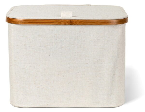 Kremowy tekstylny pojemnik z pokrywką 40,5x33x30 cm Bamboo/Linen – Bigso