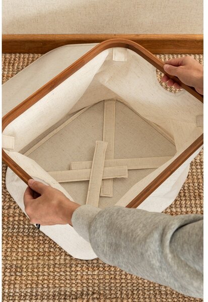 Kremowy tekstylny pojemnik z pokrywką 40,5x33x30 cm Bamboo/Linen – Bigso