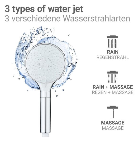 Plastikowa słuchawka prysznicowa w kolorze srebra z połyskiem ø 12 cm Water Saving – Wenko